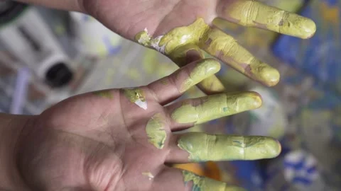 Hands with Paint Stock-Footage 139265505