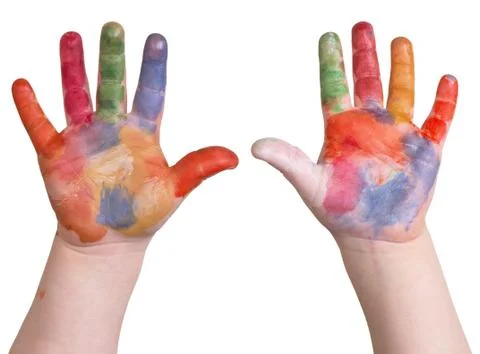Hands in paint Stock Photos