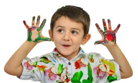 Hands in paint Stock Photos