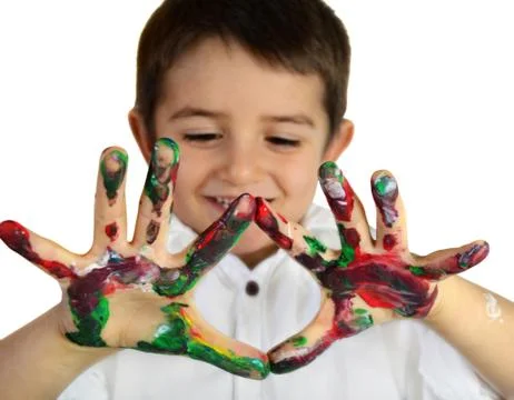 Hands in paint Stock Photos