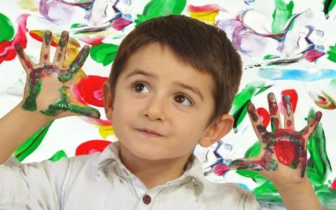 Hands in paint Stock Photos