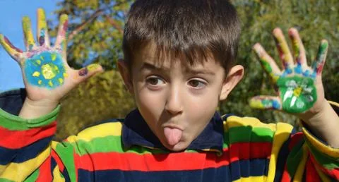 Hands in paint Stock Photos