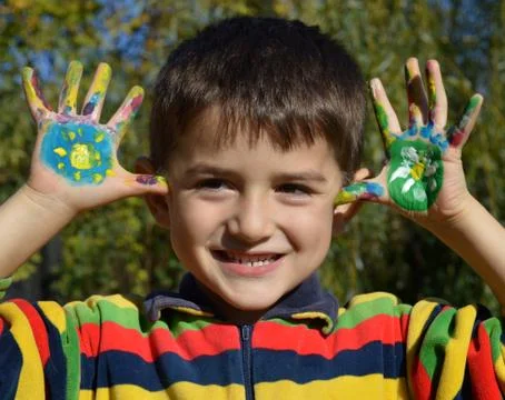 Hands in paint Stock Photos