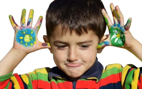 Hands in paint Stock Photos