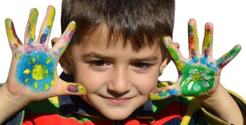 Hands in paint Stock Photos