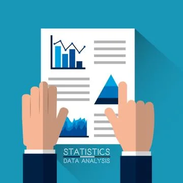 Hands with paper document information statistics data Stock Illustration