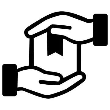Hands passing package box vector icon イラスト素材