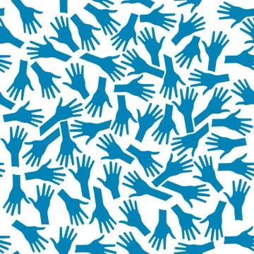 Hands Pattern Background Seamless. Community concept Stock Illustration