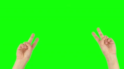Hands peace on green screen 4k Stock Footage 63470482