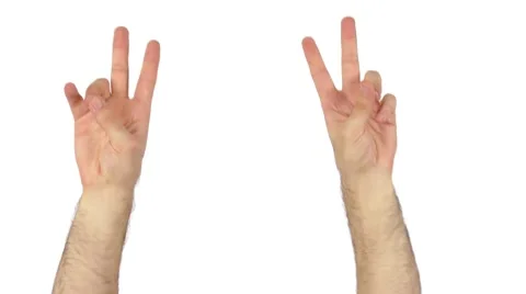 Hands peace on white 4k Stock Footage 63464172