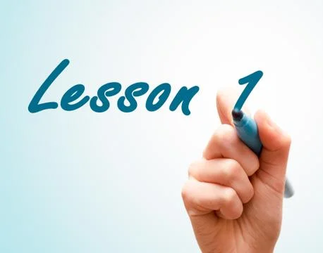 Hands with pen writing on screen lesson 1 Stock Photos