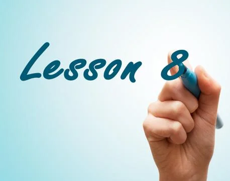 Hands with pen writing on screen lesson 8 Stock Photos