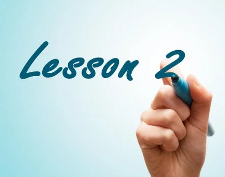 Hands with pen writing on screen lesson 2 Stock Photos