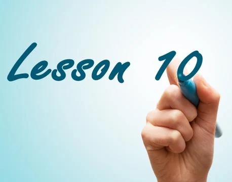 Hands with pen writing on screen lesson 10 Stock Photos