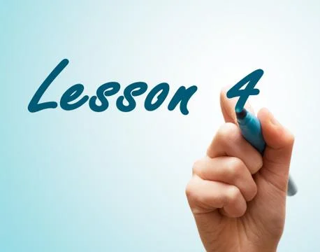 Hands with pen writing on screen lesson 4 Stock Photos