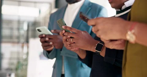 Hands, people and typing with phone in business for contract auction, deal Stock Footage 345301665