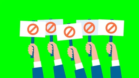 Hands of people appear gradually, one after another. People are holding placards Stock Footage 293156154