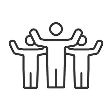 Hands up people, in line design. Hands up people, celebration, teamwork, unity Stock Illustration