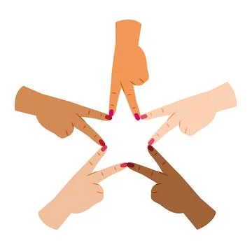 Hands of people making star shape from fingers Stock Illustration