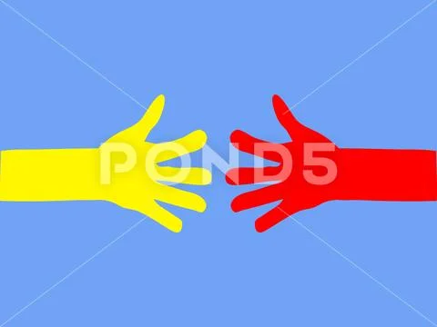 Hands of people stretch to each other. Stock Illustration