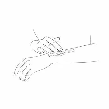 Hands performing acupuncture, line art style illustration Silhouette 库存插图