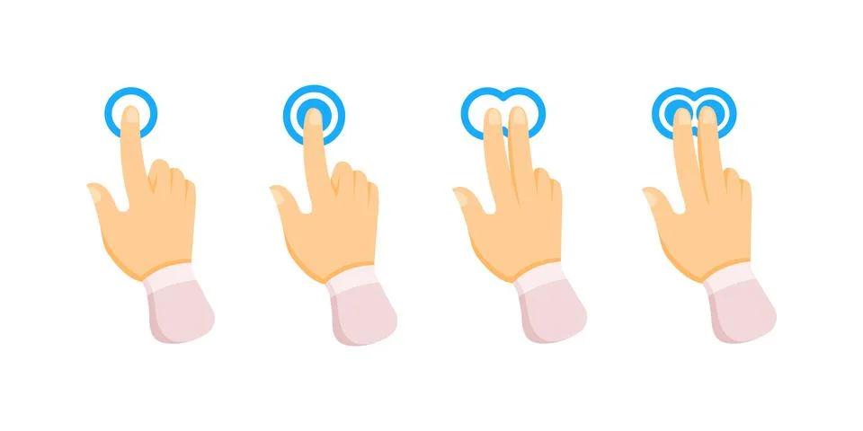 Hands performing touch screen gestures, tapping, clicking and zooming Stock Illustration