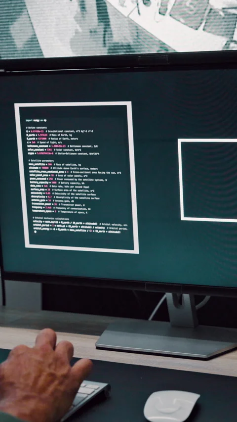 Hands, person and coding with computer screen in control room for security Video stock 335278016