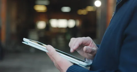 Hands, person and logistics in warehouse with tablet, research and supply chain Stock Footage 341377142