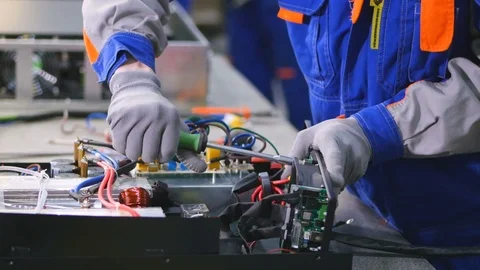 Hands of person assembling computer, system unit with the screwdriver Stock Footage 73619510