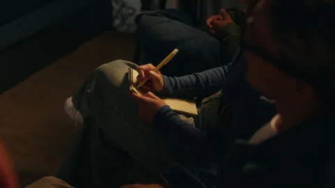 Hands of Person Taking Notes during Conference or Seminar Stock Footage 314734863