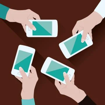 Hands with phones Stock Illustration