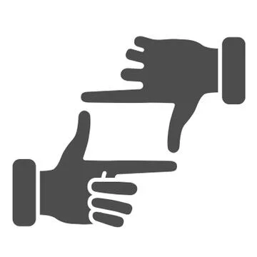 Hands in photo frame gesture solid icon, gestures concept, Human hands doing Stock Illustration