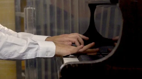 Hands of piano man during performance Stock Footage 105264972