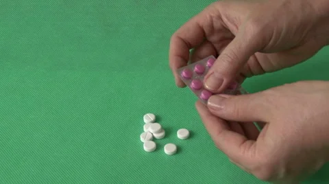 Hands, pills, packaging Video stock 59118962