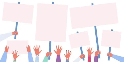 Hands with placards Stock Illustration