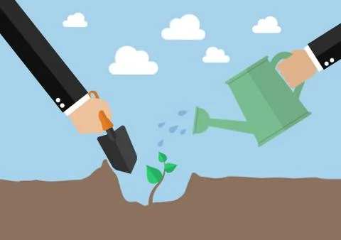 Hands planting a new tree Stock Illustration
