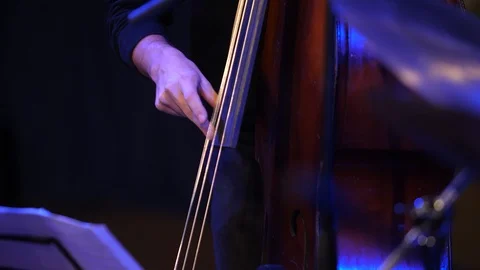 Hands playing contrabass. Very fast Video stock 121689188