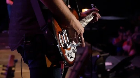 Hands playing electric guitar Video stock 118490177