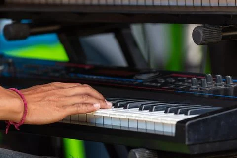 Hands Playing Electronic Keyboard Stock Photos