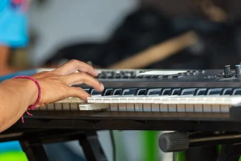 Hands Playing Electronic Keyboard Stock Photos