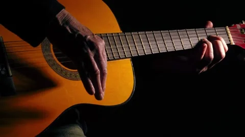 Hands playing guitar close up shot Stock Footage 313150654