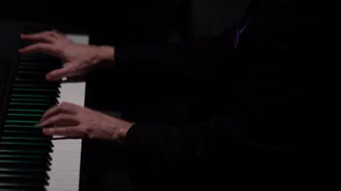 Hands playing keyboard keys wide Stock Footage 91901456