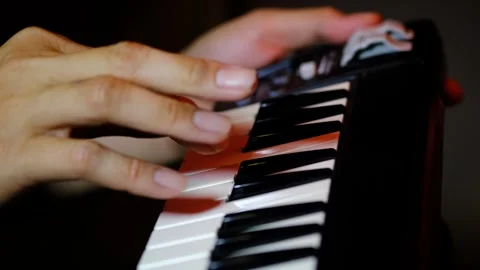 Hands playing midi keyboard. Stock Footage 306949286