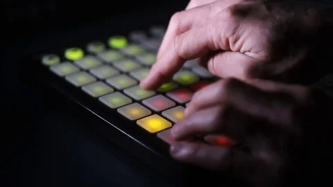 Hands Playing Midi Live Controller Stock Footage 82900925