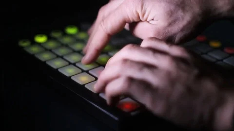Hands Playing Midi Live Controller Stock Footage 82900965