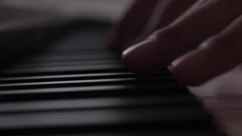Hands Playing Piano Close Up. Changing focus on the keys Stock Footage 93584589