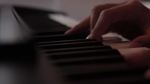 Hands Playing Piano. Close Up. Stock Footage 93584636