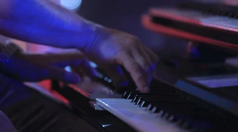 Hands playing the piano Stock Footage 54050929