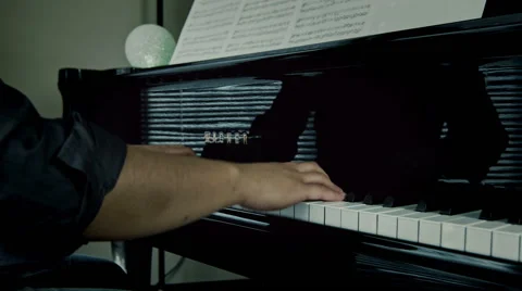 Hands Playing PIano (Side View) Video stock 41416789