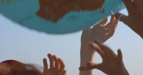 Hands Playing With Plastic Earth Globe Stock-Footage 66540564